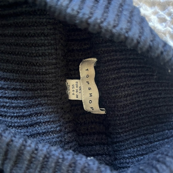 Topshop Navy Ribbed Knit Mock Neck Sweater Size S - Picture 4 of 4